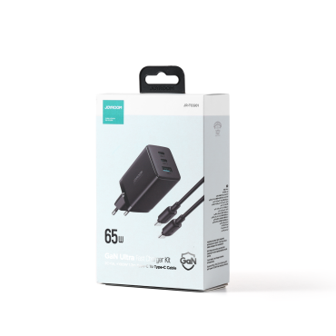 Kiire aperteicate laadija USB 2x USB-C + USB-C-kaabel 1.2m - must
