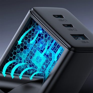 Fast Assicated Charger USB 2x USB-C + USB-C kabel 1.2m - Črna