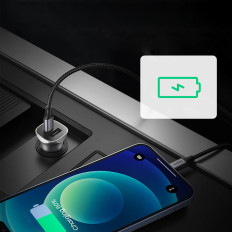 Carregador de carro USB Rápido e USB-C 30W PD PPS - Gray