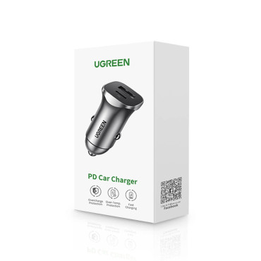 Carregador de carro USB Rápido e USB-C 30W PD PPS - Gray