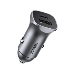 Carregador de carro USB Rápido e USB-C 30W PD PPS - Gray