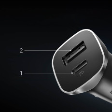 Carregador de carro USB Rápido e USB-C 30W PD PPS - Gray