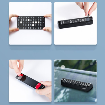 Plaque de stationnement pour la voiture sur le numéro de téléphone du conducteur - Noir