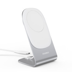 15W indukcijski nakladalec z magsafe + magnetnim stojalom za telefon - bela