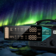 Přenosná turistická elektrárna PowerBank 484WH 500W LED - černá