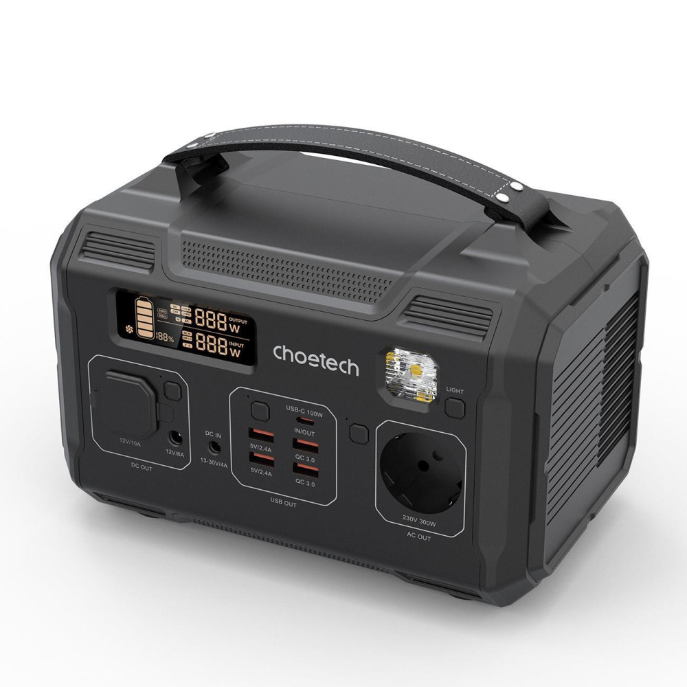 Prenosna turistična powerbank elektrarna 281Wh 300W LED - črna