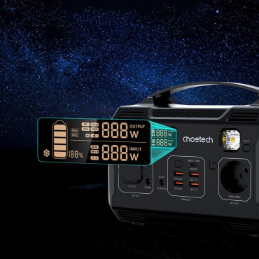 Prenosna turistična powerbank elektrarna 281Wh 300W LED - črna