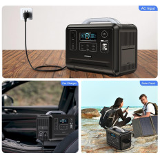 Bärbar turist Powerbank Lifepo4 960WH 1200W - Svart