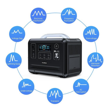 Portatīvais tūrists PowerBank LIFEPO4 960Wh 1200W - melns
