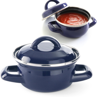 Een pot voor soepen en sauzen met een blauwe omslag van 0,5 L - Hendi 625804