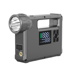4in1 Starten van de auto Jump Starter + Powerbank 8000mAh + compressor + LED-zaklamp - zwart