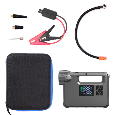 4in1 Zagon avtomobilov Skoči Starter + PowerBank 8000Mah + kompresor + LED svetilka - črna