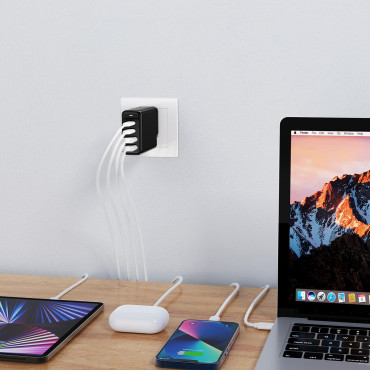 Φορτιστής GAN 140W 4 θύρες 2x USB-C + 2X USB - Μαύρο
