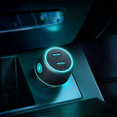 Dvojni Car Charger 2x USB-C 70W z LED osvetlitveni luc JR-CCN02 - črna