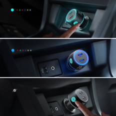 Dvojni Car Charger 2x USB-C 70W z LED osvetlitveni luc JR-CCN02 - črna