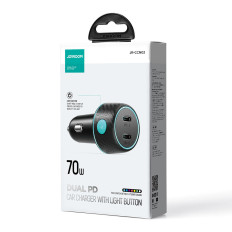 Dvojni Car Charger 2x USB-C 70W z LED osvetlitveni luc JR-CCN02 - črna