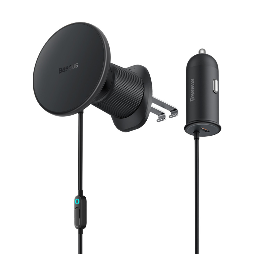 Chargeur d'induction pour la voiture sur l'air Magsafe 15W USB-C 25W - Noir