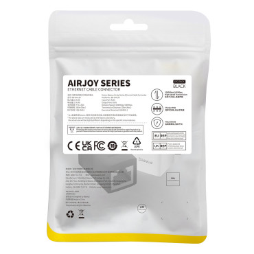Σύνδεσμος καλωδίων LAN Ethernet RJ-45 Airjoy Black