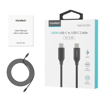 Kabelski kabel za nakladanje in prenos podatkov USB-C 1M - Črna