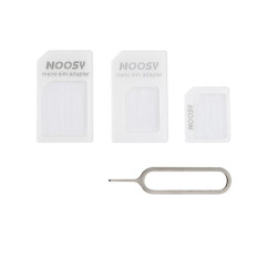 Nano Micro Sim Noosy Card Adaptere + Hvit Key