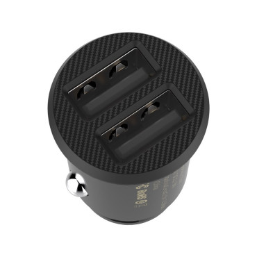 Mini Billaddare för 2x USB-kornbil Laddare Svart