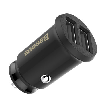 Mini Billaddare för 2x USB-kornbil Laddare Svart