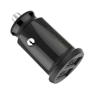 Mini Billaddare för 2x USB-kornbil Laddare Svart