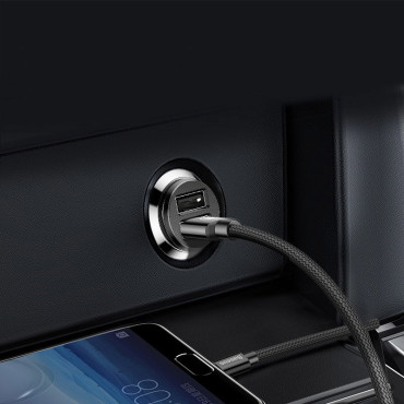 Mini Billaddare för 2x USB-kornbil Laddare Svart