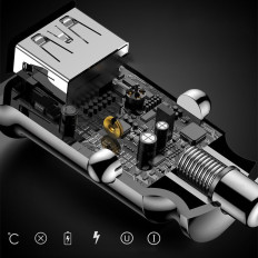 Mini Billaddare för 2x USB-kornbil Laddare Svart