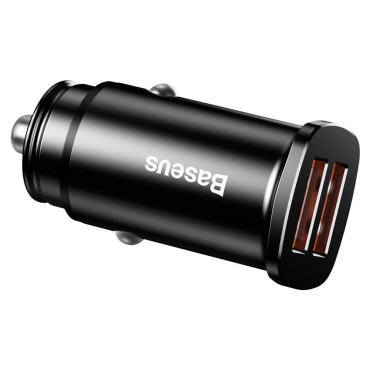 Carregador de carro inteligente quadrado 2x USB QC3.0 CARGA RÁPIDA 3.0 SCP AFC 30W Preto