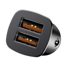 Carregador de carro inteligente quadrado 2x USB QC3.0 CARGA RÁPIDA 3.0 SCP AFC 30W Preto