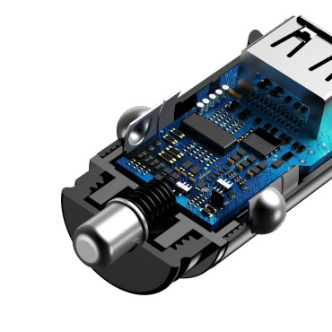 Carregador de carro inteligente quadrado 2x USB QC3.0 CARGA RÁPIDA 3.0 SCP AFC 30W Preto