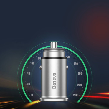 Inteligentné námestie nabíjačky automobilov 2x USB QC3.0 Rýchly náboj 3.0 SCP AFC 30W čierna