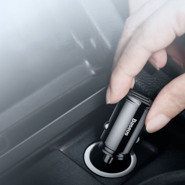 Inteliģenta auto lādētājs Circular 2x USB QC3.0 Ātrā maksa 3.0 SCP AFC 30W melns