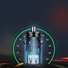 Carregador de carro inteligente Circular 2x USB QC3.0 CARGA RÁPIDA 3.0 SCP AFC 30W Preto