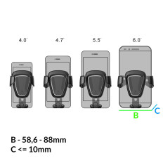Gravitacijski avtomobilski ročaj na preskusni razwe 4-6 '' Gravity Car Mount Black