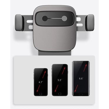 Gravitacinis automobilis laikiklis ant langingo telefono. Kubo juoda