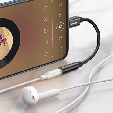 Adaptador para fone de ouvido L54 com USB-C no conector de áudio Jack 3.5mm Dac preto
