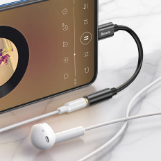 Adaptador para fone de ouvido L54 com USB-C no conector de áudio Jack 3.5mm Dac preto
