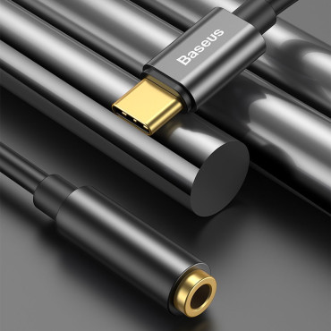Adaptador para fone de ouvido L54 com USB-C no conector de áudio Jack 3.5mm Dac preto