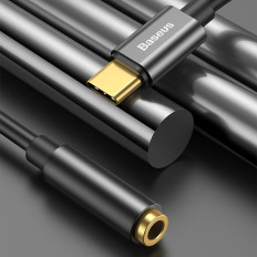Adaptador para fone de ouvido L54 com USB-C no conector de áudio Jack 3.5mm Dac preto