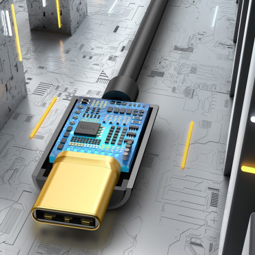 Adaptador para fone de ouvido L54 com USB-C no conector de áudio Jack 3.5mm Dac preto