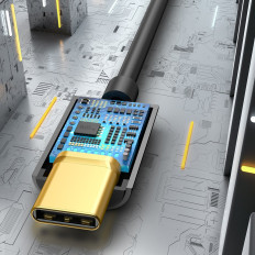 Adaptador para fone de ouvido L54 com USB-C no conector de áudio Jack 3.5mm Dac preto