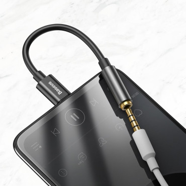Adaptador para fone de ouvido L54 com USB-C no conector de áudio Jack 3.5mm Dac preto