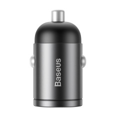 Mini Carregador de Carro Inteligente Tiny Star USB 30W Quick Charge Cinza