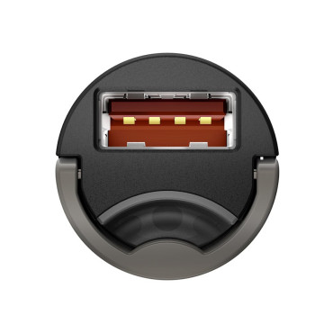 Mini Carregador de Carro Inteligente Tiny Star USB 30W Quick Charge Cinza
