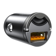 Mini Carregador de Carro Inteligente Tiny Star USB 30W Quick Charge Cinza