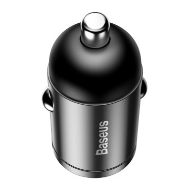 Mini Carregador de Carro Inteligente Tiny Star USB 30W Quick Charge Cinza