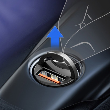 Mini Carregador de Carro Inteligente Tiny Star USB 30W Quick Charge Cinza