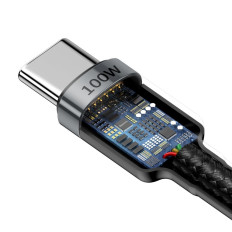 Cabo de nylon de Cafule Usb-C de entrega de potência USB-C 2.0 100W 20V 5A 2m cinza